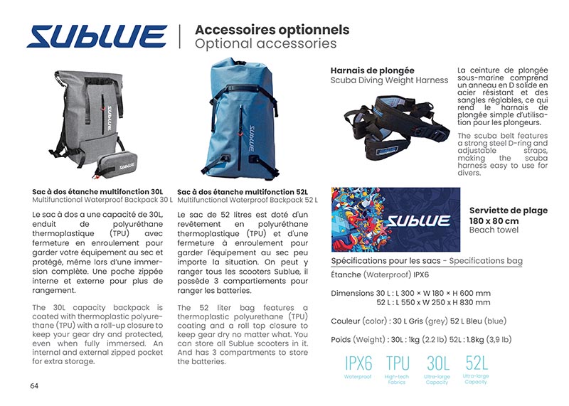 Brochure Sublue - scooters sous-marins